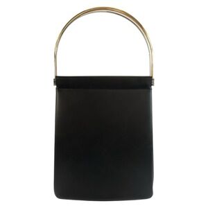 CARTIER Trinity Black Leather Handbag Party Bag Vanity for Women